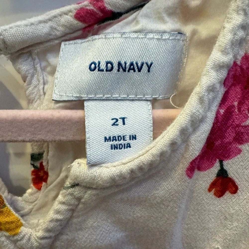 Old Navy 2T Girls White Multicolor Floral Long Sleeve Dress